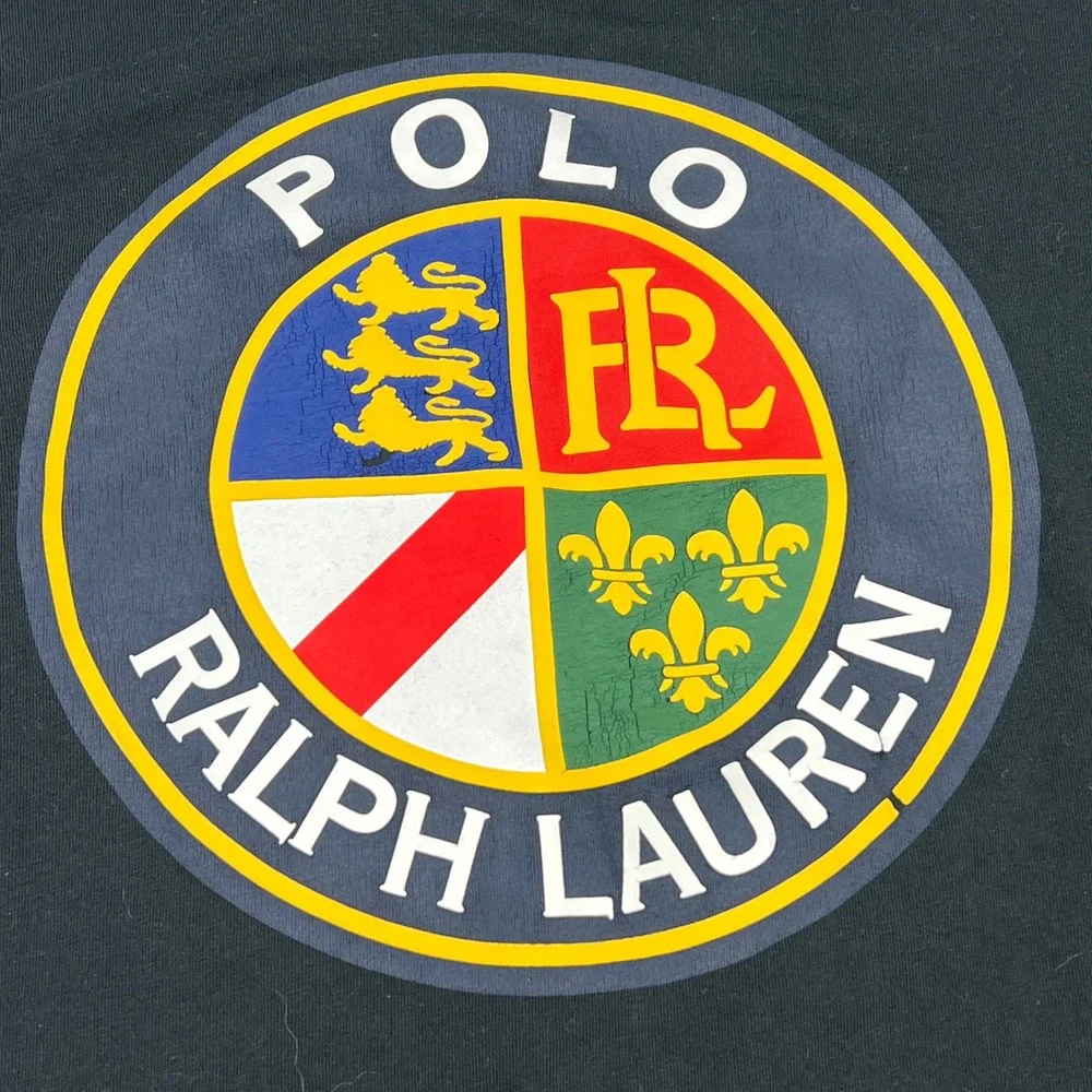 Polo Ralph Lauren Mens Black Crest Graphic Long‎ Sleeve Hooded T-Shirt Large L